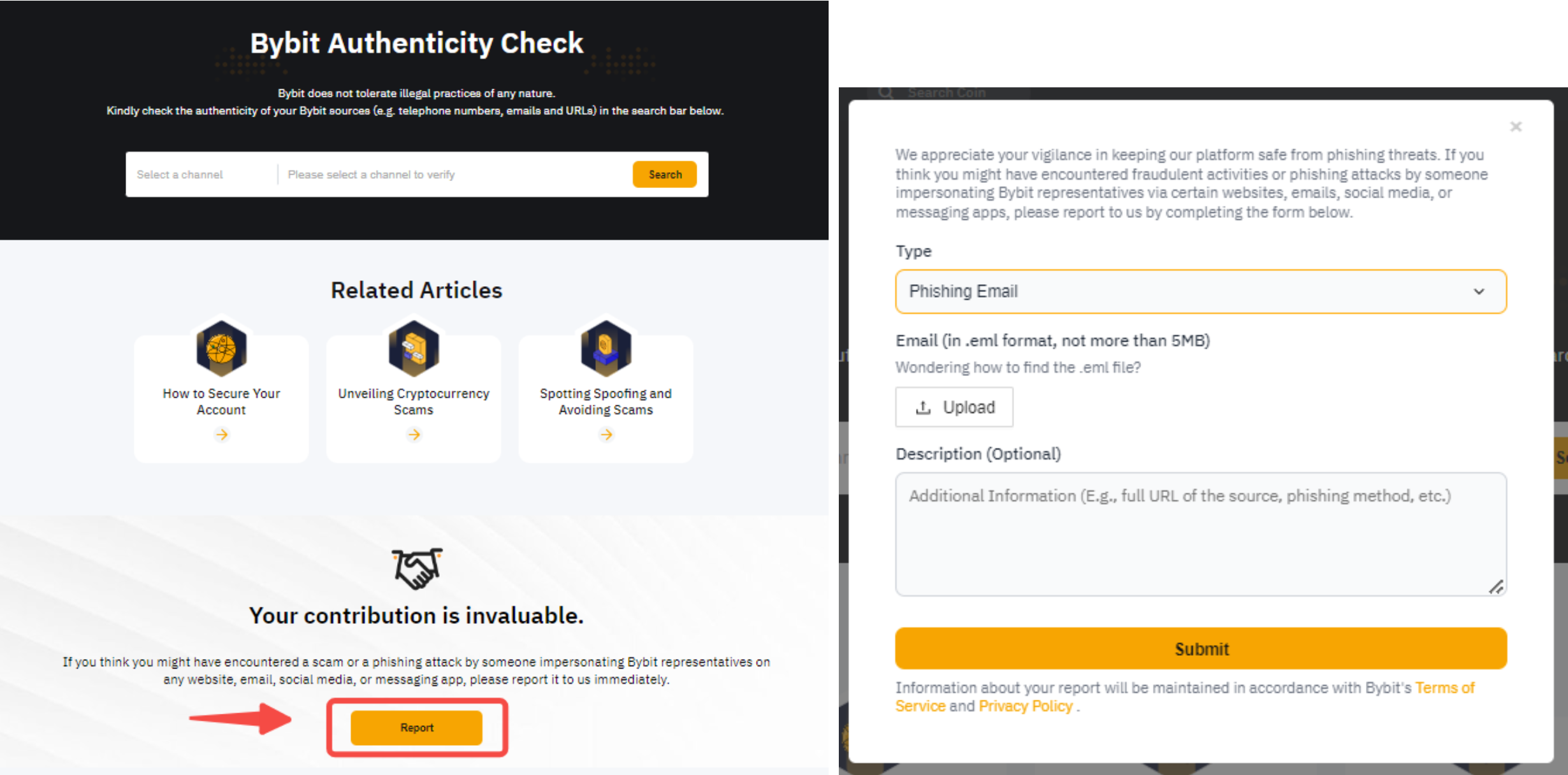 Example of a phishing email layout